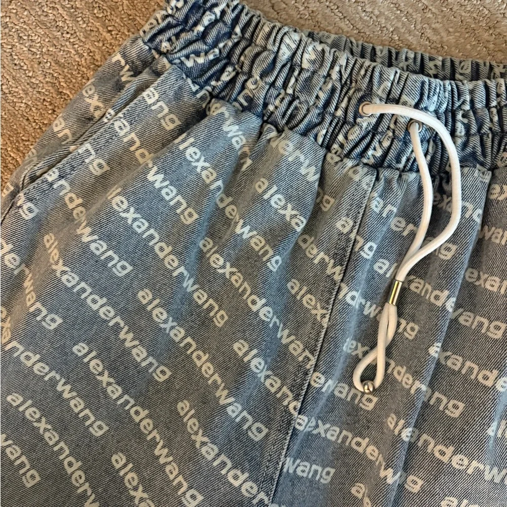Alexander Wang Logo Print Denim Joggers - Picture 2 of 5